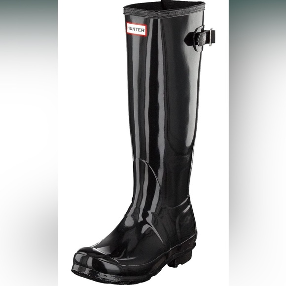 Hunter Original Back Adjust Gloss Women's Casual Boots, Black, size 7 - Picture 8 of 8